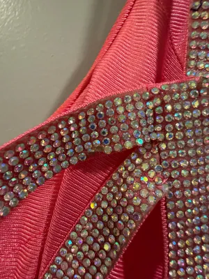 Alyce Paris Sequin Detail Corset Lace-Up Back Rhinestone Studded Straps Mini Dress Bright Pink thumbnail 9