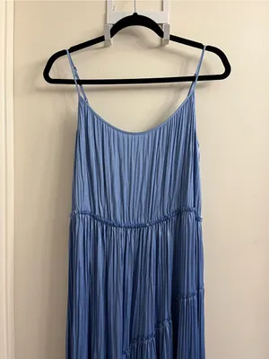 Vince Tiered Asymmetric Midi Dress Pale Fountain Medium thumbnail 5