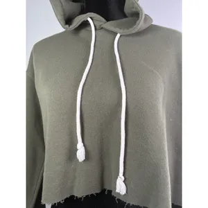 Wild Fable Womens Olive Green Cropped‎ Hoodie Raw Hem Pullover Sweatshirt Small thumbnail 5