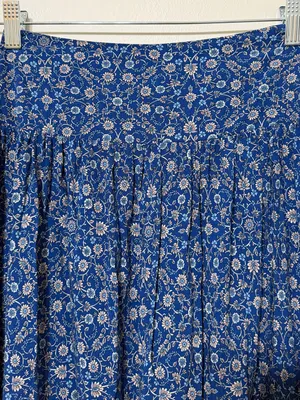 Natural Life Boho Maxi Skirt Size Small Blue Peach Floral Smocked thumbnail 5