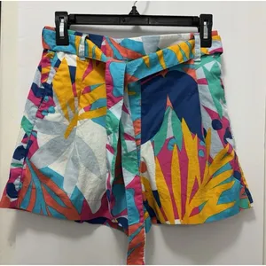 J.Crew Tropical Floral Print Tie-Waist Poplin Shorts Size 0 thumbnail 2