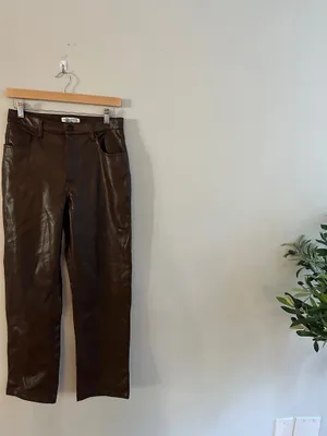 Abercrombie & Fitch The 90s Straight Ultra High Rise Brown Leather thumbnail 6
