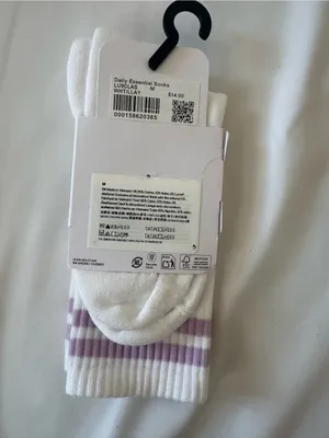 lululemon athletica White Crew Socks with Light Purple Stripes thumbnail 2