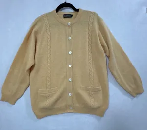 Blarney Woollen Mills Yellow Cable Knit Cardigan Sweater Made in Ireland‎ Small thumbnail 1