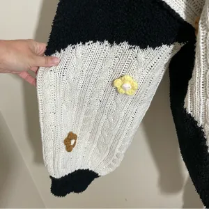 POL Mixed Media 3D Flower Open Front Cardigan Sweater thumbnail 4