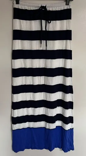 Aeropostale Navy White Striped Maxi‎ Skirt Blue Colorblock Hem Size Small Y2K thumbnail 1