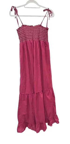Mossimo Supply Co Womens Smocked Tiered Cotton Dress Medium Boho Earthy FLAW thumbnail 1