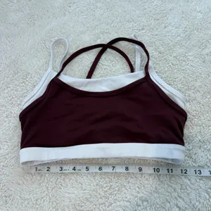 Women Burgundy Double Lined Sports Bra XS Yoga Pilates Sports College Athleisure thumbnail 3