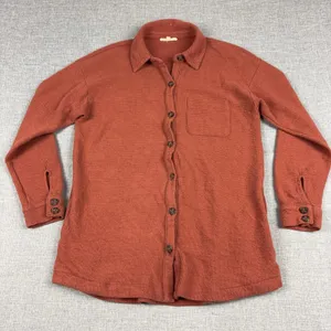 Madewell Cardigan Sweater Womens Small Orange Collared Waffle Knit Button Front thumbnail 1