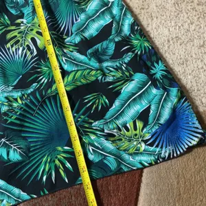 Lady Sun Tropical Leaf Print Maxi Dress Green Blue Smocked Waist‎ 3092 Size G thumbnail 7