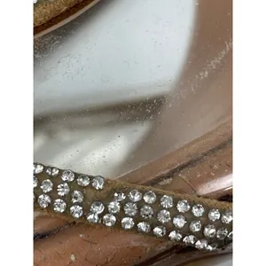 Zara Brown Embellished Rhinestones Pointed Toe Kitten Heels Slingback Sandals 37 thumbnail 7