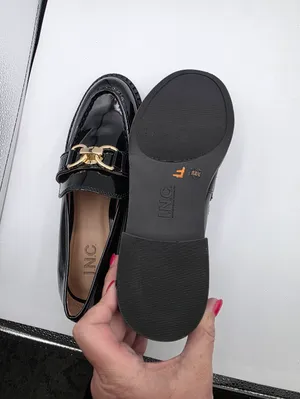 Womens Platform Patent Loafers Slip On Shoes Size 9.5 Black Gold Accents INC NEW thumbnail 8