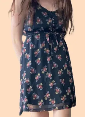 Vintage y2k Aerie navy blue Floral sun dress 🦋 thumbnail 1