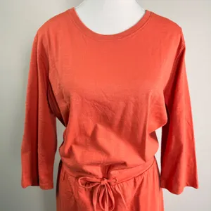 Pact Organic Cotton Drawstring Waist T-Shirt Dress 3/4 Sleeve Pockets Size Large thumbnail 6