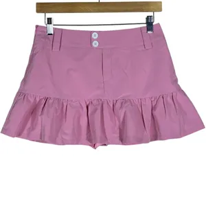 NWT Cider Ruffle Hem Solid Skort Pink Barbiecore Preppy Flounce Mini Size S thumbnail 2