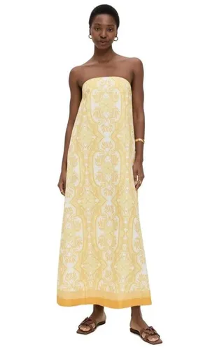 Kivari Linen Blend Strapless Maxi Dress Yellow Size XS thumbnail 2