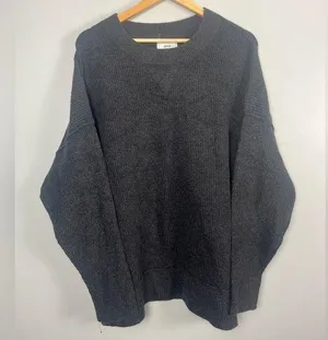 Aerie Women's CozyUp Ribbed Charcoal Sweater medium thumbnail 1