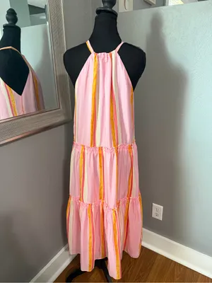 NWT Club Monaco Amirra Candy Striped silk midi coquette Barbie cottage dress 0 thumbnail 4