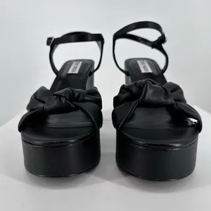 Steve Madden Mella Black Faux Leather Platform Sandals size 11 Ankle Strap thumbnail 3