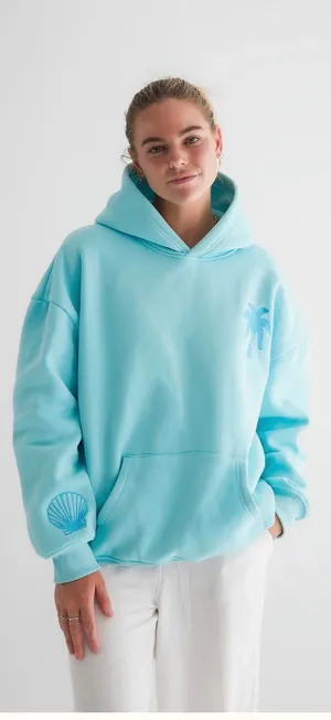 "Hawaii Hibiscus" Hoodie in Aquamarine thumbnail 2