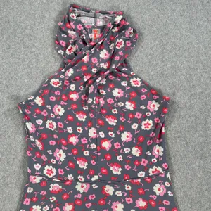 Free People Floral Halter Dress Women's Medium Sleeveless Swing Gray Pink Red thumbnail 2