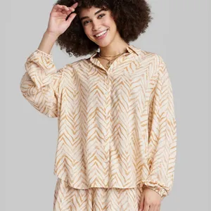 Ascot + Hart Women's Long Sleeve Button-Front & Shorts Pajama Set Size Md NWT thumbnail 9