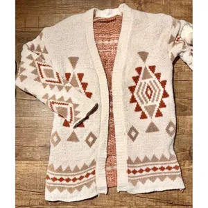 Anthropologie Open Front Fuzzy Cardigan tribal Aztec print thumbnail 3