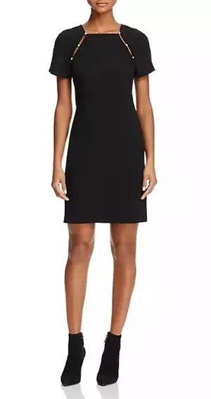 Alice + Olivia Kristiana Pearl Embellished Fitted Black Sheath Mini Dress Size 2 thumbnail 1