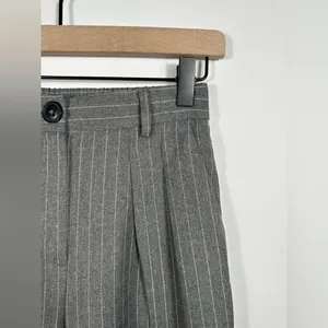 Primark Gray Pinstripe Pleated Wide Leg Trousers Dress Pants Size 2 thumbnail 5