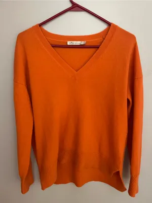 Peter Millar Bright Orange V-Neck Cashmere Sweater thumbnail 1