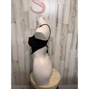 Blue Blush Black Handkerchief Crop Top Criss Cross Tie Back size Small thumbnail 5
