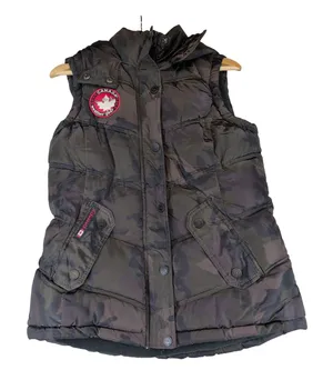 Canada Weather Gear Womens Camo Puffer Vest Fleece Lined Hooded Small OLCW698 thumbnail 1