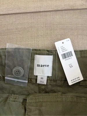 Anthropologie Maeve Utility High Rise Wide Leg Tailored Trousers Olive Green XS thumbnail 7