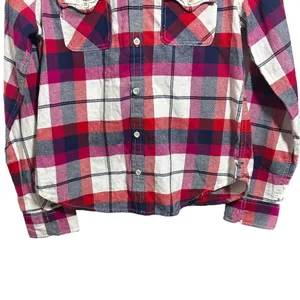 American Eagle Outfitters Womens Sz M Favorite Fit Flannel Shirt Plaid Red Black thumbnail 3