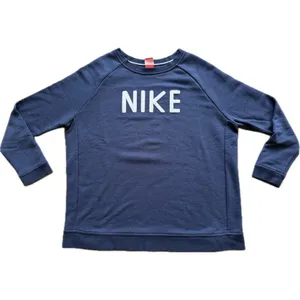 NIKE Logo Crewneck Terry Sweatshirt Embroidered XL Navy‎ Sweater Streetwear thumbnail 2