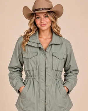 Custom Abercrombie & Fitch Utility Jacket Women’s XL Western Sunflower Boots thumbnail 1