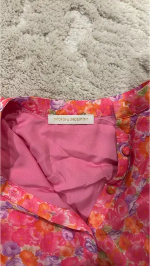 Pookie & Sebastian Reset by Jane Fran floral smocked mini dress in size small thumbnail 3