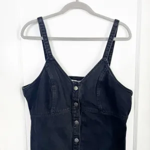 TOPSHOP Black Button Front Denim Jean Dress Cottage Boho 100% Cotton NEW 12 thumbnail 2