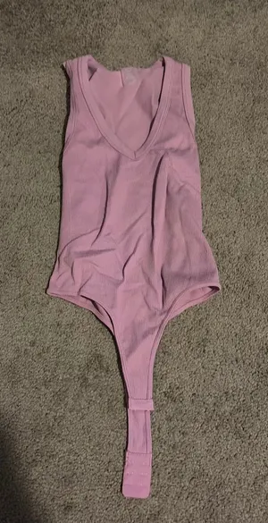 Purple V-neck bodysuit thumbnail 1