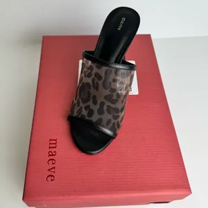 NWT Anthropologie Maeve Leopard Mesh Mule Heels Size 7 thumbnail 1