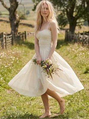 Free People Ethereal Fairy Sparkling Moment Midi Dress in White Size Large thumbnail 1
