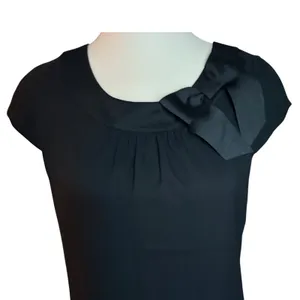 H&M Women Black Bow Accent Sleeveless Shift‎ Dress Size 6 LBD Cocktail Formal thumbnail 2