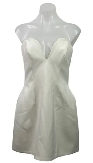 Zara White Satin Sweatheart Sleeveless Tube Mini A-Line Slip Tank Dress Size M thumbnail 1