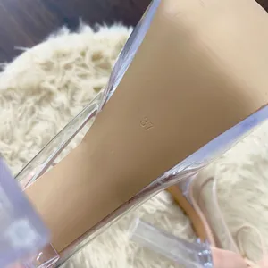 New Clear Nude Go-Go Ankle Strap Platform Ultra High Heels Miss Lola US 6.5 thumbnail 6