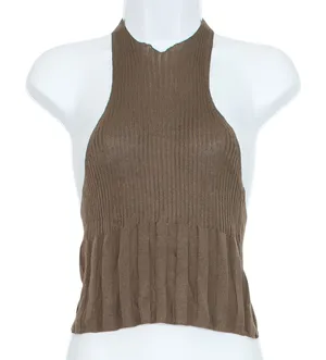 NWT Free People Cropped Tank Top Ribbed Racerback Y2K 90s Minimalist Brown Small thumbnail 1