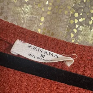 Zenana Burnt Orange Waffle Knit Long Relaxed V Neck Tunic Top Med/Large thumbnail 3