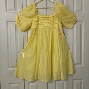 Sweet Wanderer Yellow Pleated Puff Sleeve Maternity Knee Length Dress XL thumbnail 2