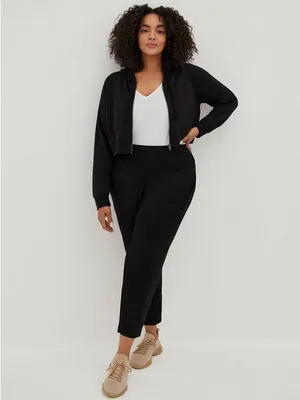 Torrid Lightweight French Terry Zip-Up Crop Hoodie Black 6X NWT‎ thumbnail 4