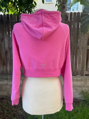 ALO Yoga cropped double take hoodie pink loungewear spring outdoor raglan sleeve thumbnail 3