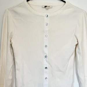NWT Madewell Vintage Ivory Garment-Dyed Ribbed Cardigan Tee - Size: Extra Small thumbnail 3